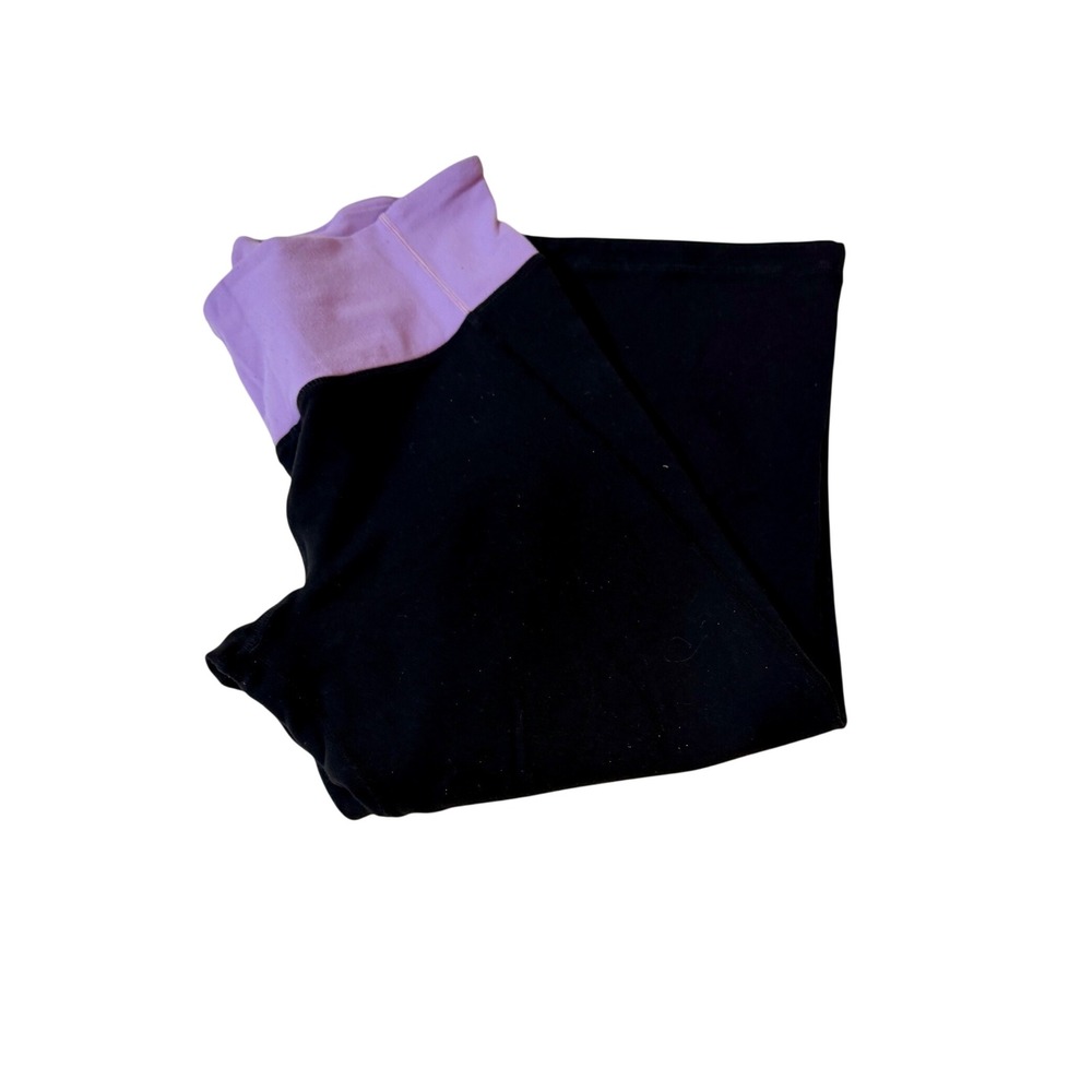 Lululemon Yoga Pilates Pants Womens 6 Black Purple Fold Over Waist Split Bottom